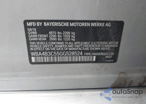 2016 BMW 435I Gran Coupe xDrive из США, поврежденный, VIN WBA4B3C55GG528524